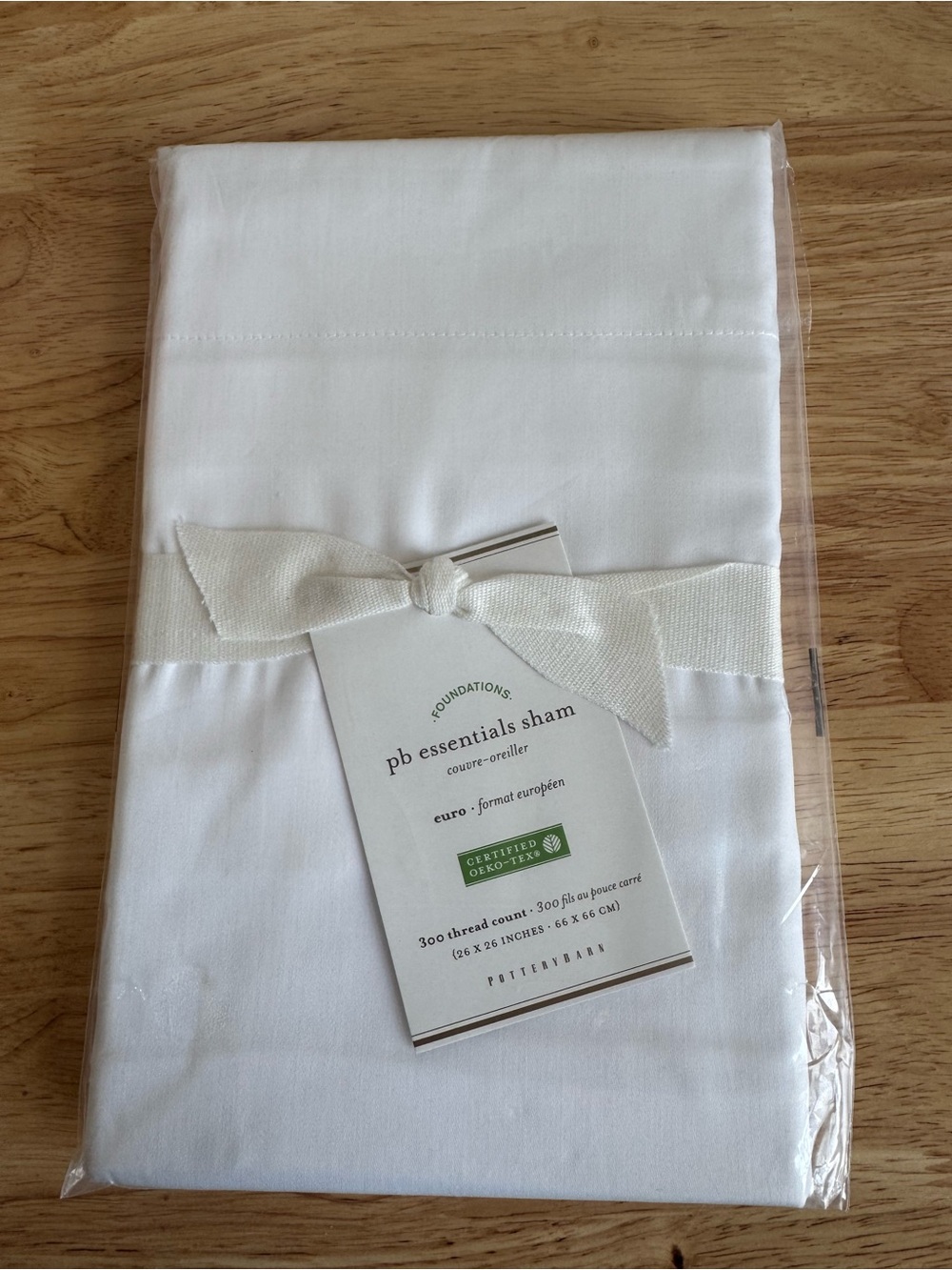 Pottery Barn White Euro Sham with Bow Trim